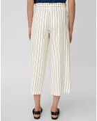 Pantalon en Lin mélangé à rayures blanc/bleu