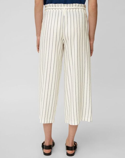Wit/blauw gestreepte broek van linnenmix