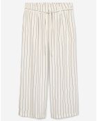 Pantalon en Lin mélangé à rayures blanc/bleu