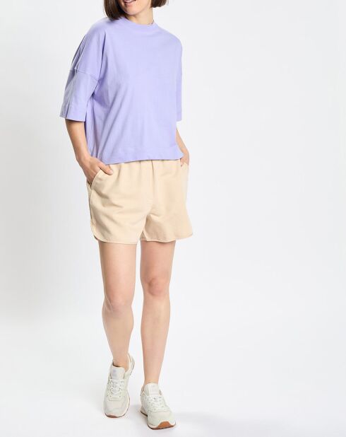 Short en Coton & Lin taille élastique boxe beige