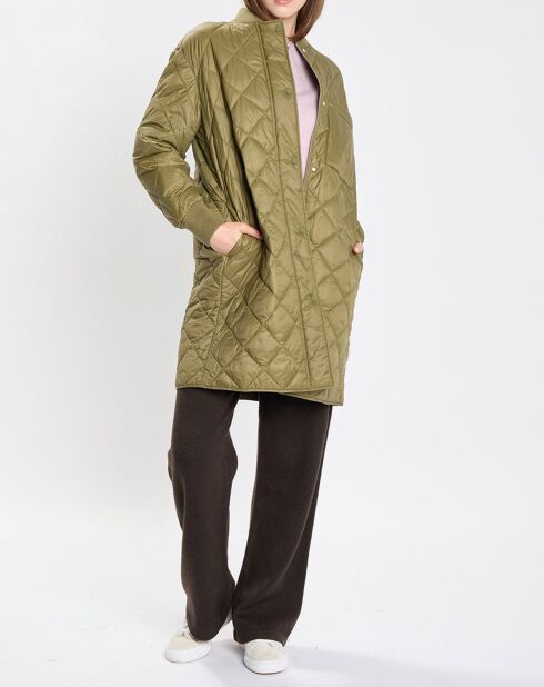 Manteau long matelassé kaki