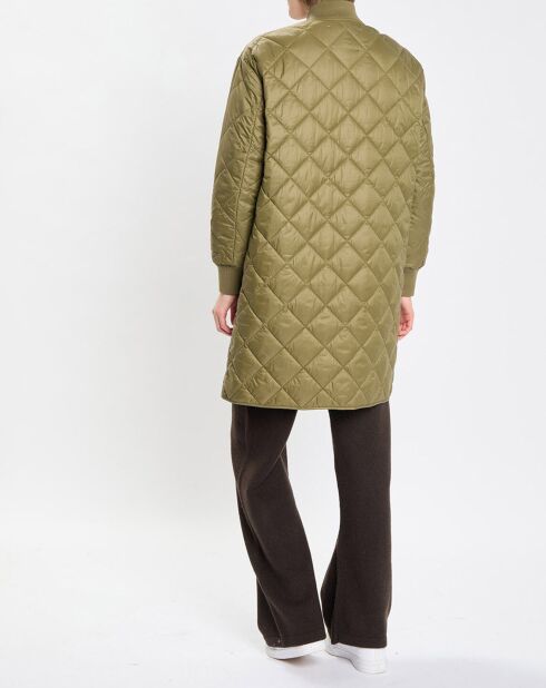 Manteau long matelassé kaki