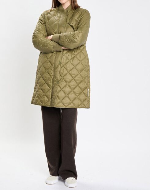 Manteau long matelassé kaki