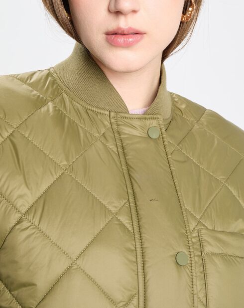 Manteau long matelassé kaki