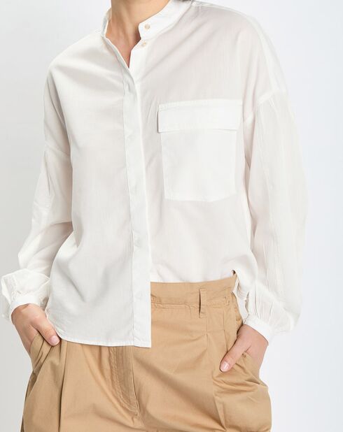 Chemise Col Mao Poche blanche