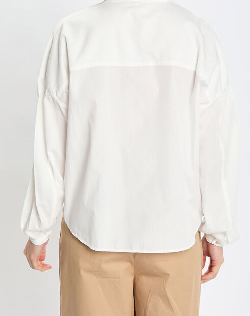 Chemise Col Mao Poche blanche