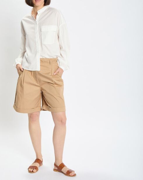 Chemise Col Mao Poche blanche