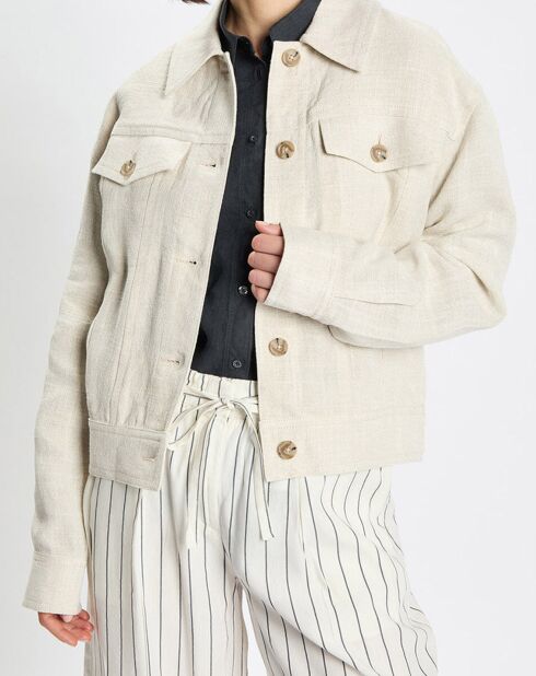 Veste en Lin mélangé Cropped gris clair