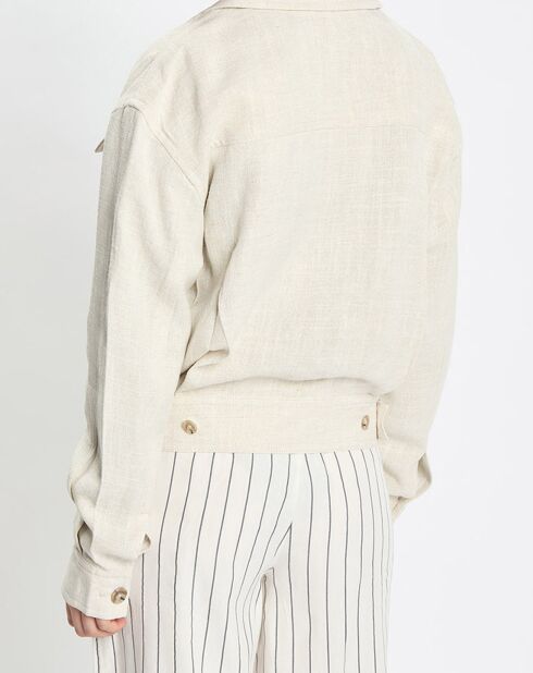 Veste en Lin mélangé Cropped gris clair