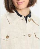 Veste en Lin mélangé Cropped gris clair
