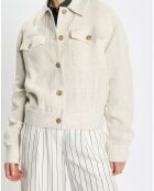 Veste en Lin mélangé Cropped gris clair