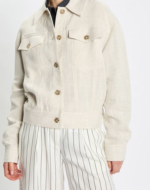 Veste en Lin mélangé Cropped gris clair