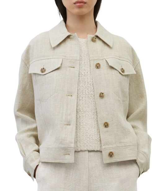 Veste en Lin mélangé Cropped gris clair