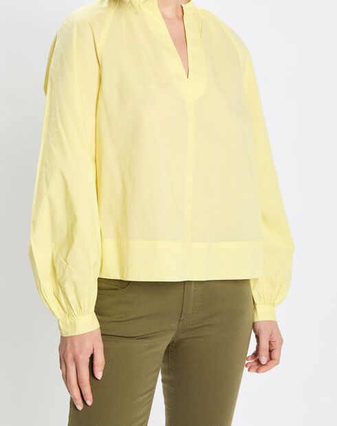 Chemise Col V en Coton Bio jaune