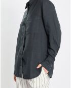 Chemise 100% Lin à Poche bleu marine
