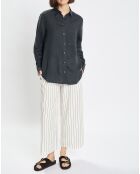 Chemise 100% Lin à Poche bleu marine