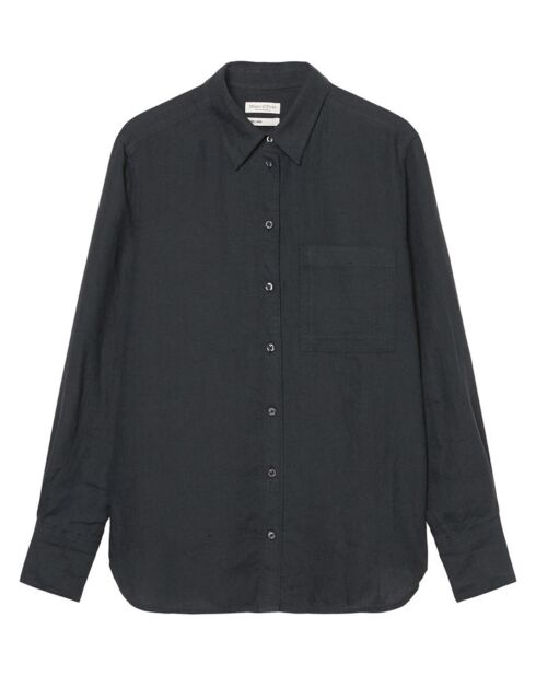 Chemise 100% Lin à Poche bleu marine