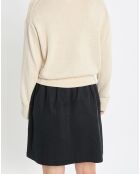 Pull en Coton & Lin Col Bateau beige clair