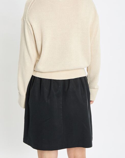 Pull en Coton & Lin Col Bateau beige clair