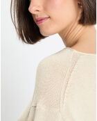Pull en Coton & Lin Col Bateau beige clair
