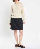 Pull en Coton & Lin Col Bateau beige clair