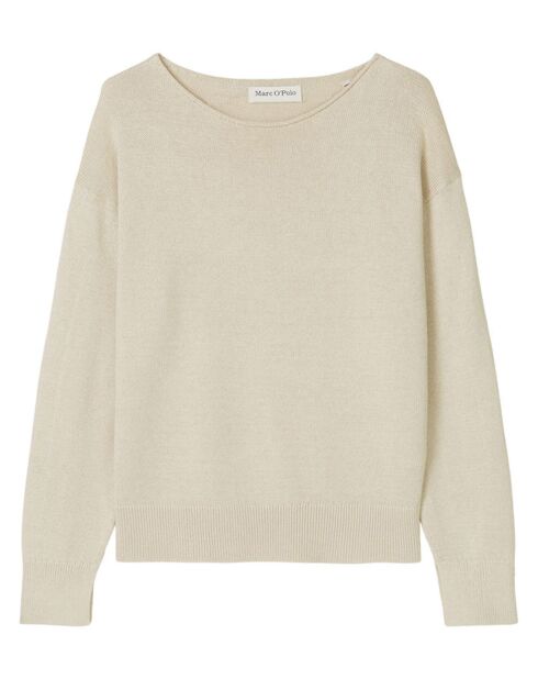 Pull en Coton & Lin Col Bateau beige clair