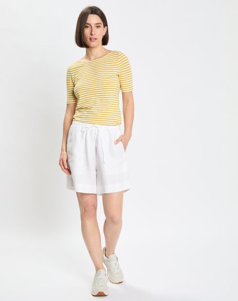 Short 100% Lin Elastique Kl blanc