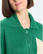 Gilet 100% Lin Maille Poche Bicol Kl vert