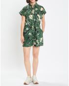 Combishort ceinture imprimée verte