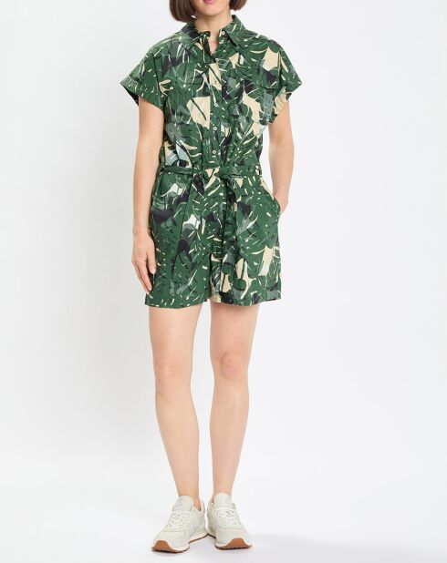 Tutina verde con cintura stampata
