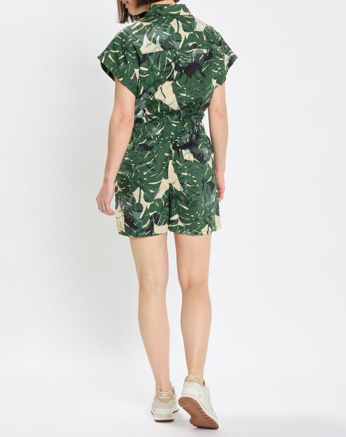 Tutina verde con cintura stampata