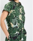 Combishort ceinture imprimée verte