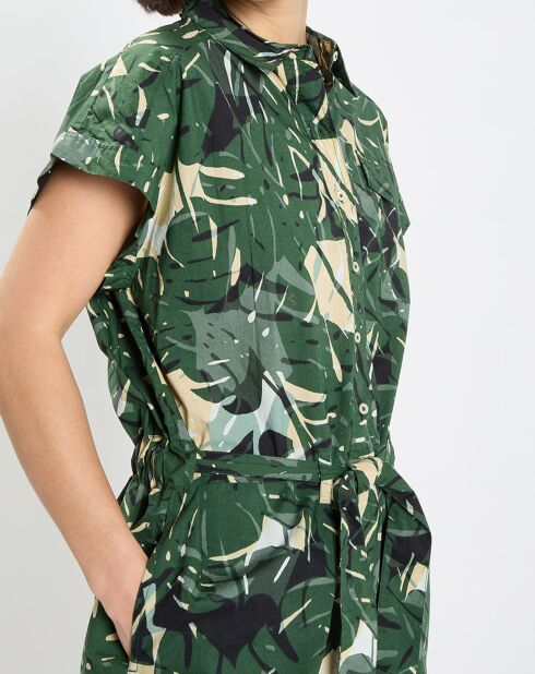 Tutina verde con cintura stampata