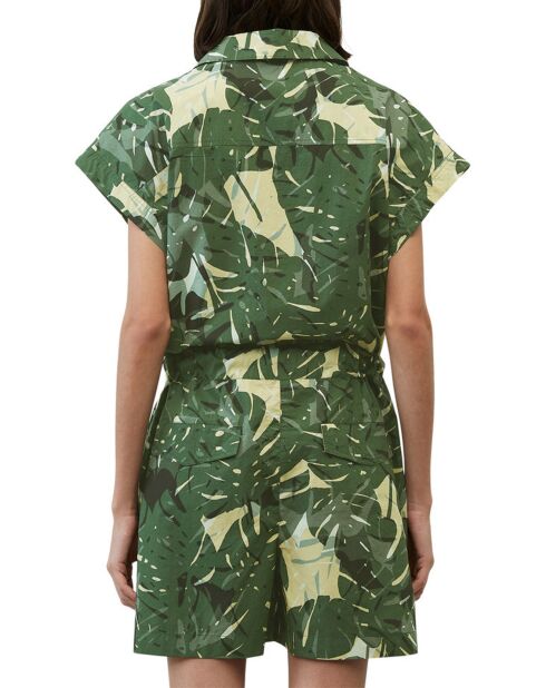 Tutina verde con cintura stampata