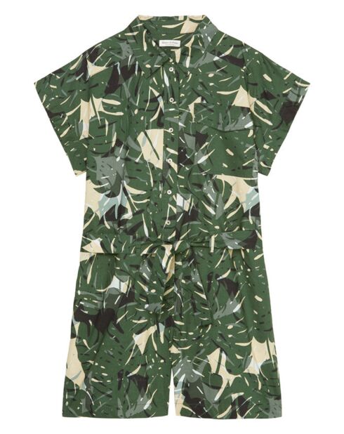 Tutina verde con cintura stampata