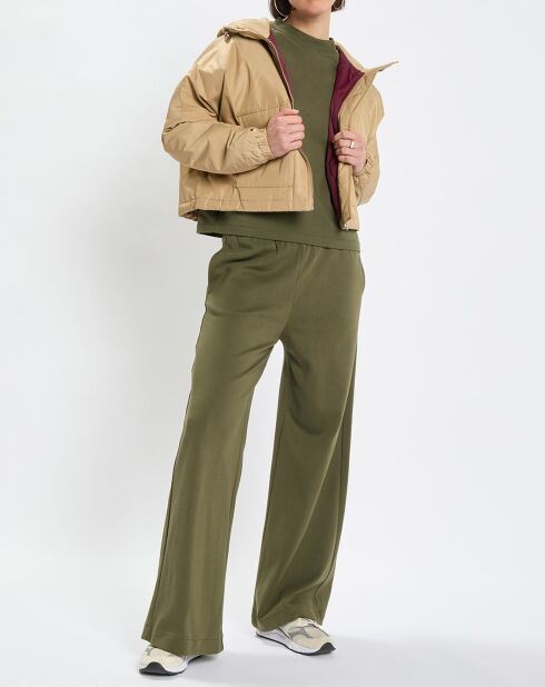 Blouson court à capuche poches zip beige