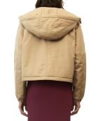 Blouson court à capuche poches zip beige