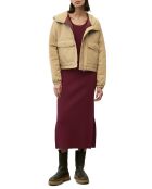 Blouson court à capuche poches zip beige