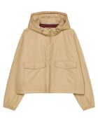 Blouson court à capuche poches zip beige