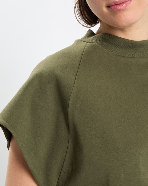 T-Shirt loose Crop kaki