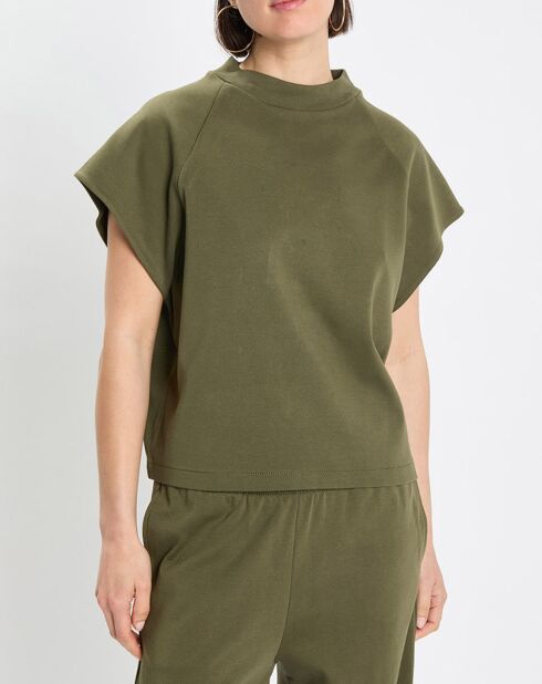 T-Shirt loose Crop kaki