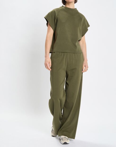 T-Shirt loose Crop kaki