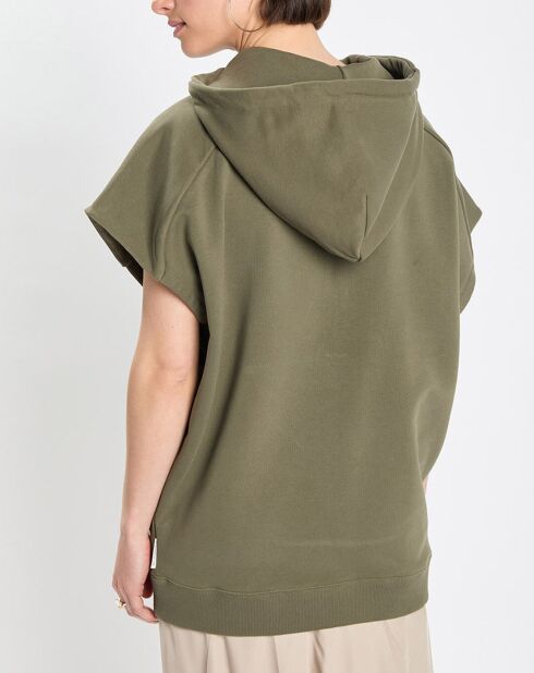 Sweat sans manches à capuche kaki