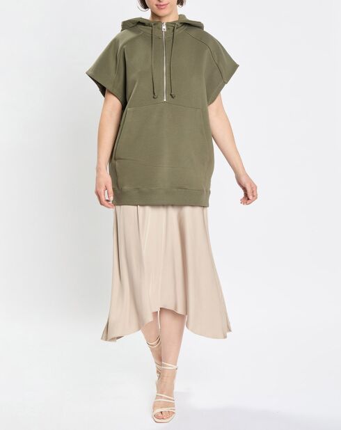Sweat sans manches à capuche kaki