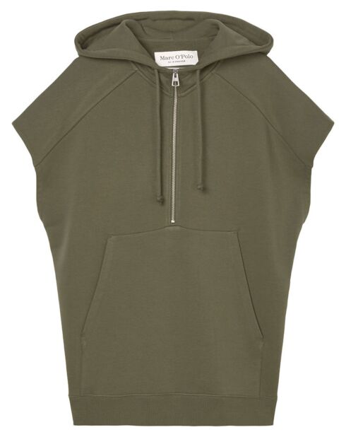 Sweat sans manches à capuche kaki