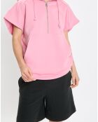 Sweat sans manches à capuche rose