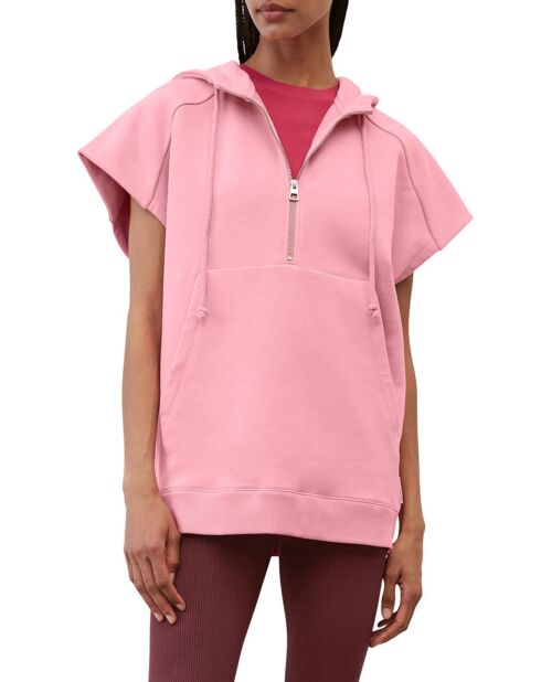 Sweat sans manches à capuche rose