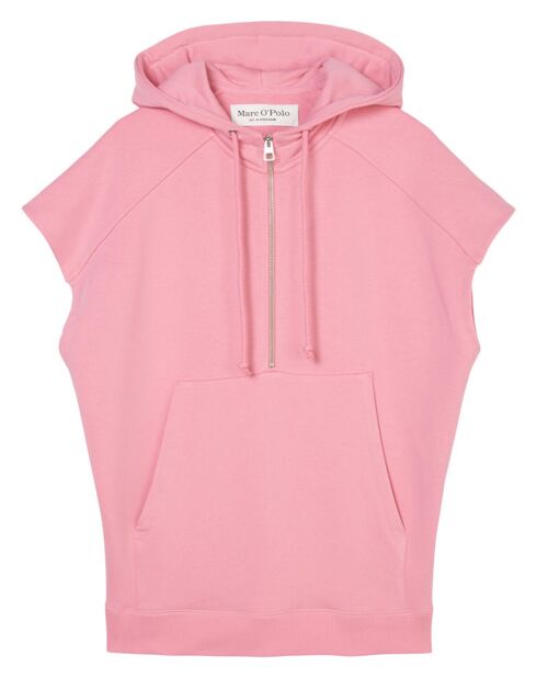 Sweat sans manches à capuche rose