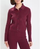 Cardigan col polo rouge foncé