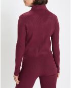 Cardigan col polo rouge foncé